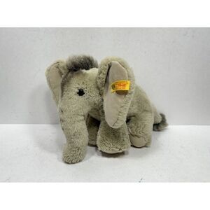 Steiff Animal Plush Toy‎ 064128 Gray Elephant With Button